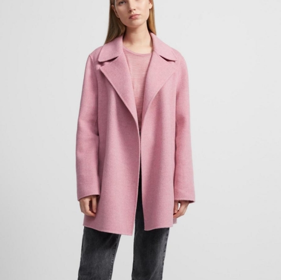 pink wool car coat